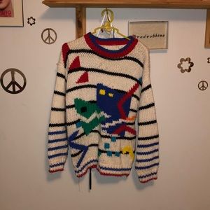 VINTAGE 80s Acrylic Colorful Sweater